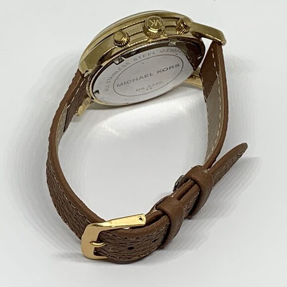 Michael Kors Runway MK5305 Women's Brown Leather Analog Dial Quartz Watch WFH180 - Picture 10 of 11